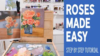 How to paint roses with minimal effort | real time step by step instructions