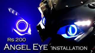 Rs 200 Angel light Installation| Ring light Installation|#Rs200modification#rs200#pulsar#bajaj#bs4