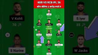 KKR vs RCB Dream11 Team Prediction Today 2024