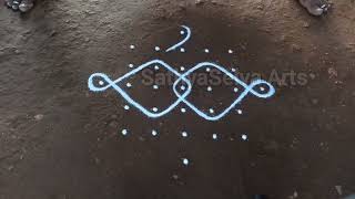 Daily new sikku kolam | 7 x 5 x 1 dots trending sikku kolam | simple kambi kolam | SathyaSelva Arts