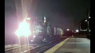 WB Metra & Unit Covered Hopper Train @ Route 59 Station