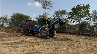 JCB 3DX Loading Heavy Mud In Mahindra 475 DI And New Holland 3230 Tractors