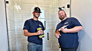 This precious lady loved her new shower door!