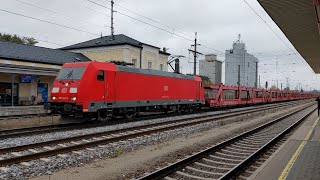 Zwei Güterzüge in Enns am 24.10.2023