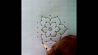 easy beautiful 7*4 flower middle 🌸🌺🌟🪷☘️pulli kolam #tranding mug gulu# chuk kala#free hand sangrathi