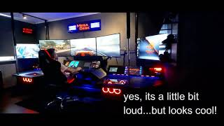 Playing Grid 2 on Custom Batman Vs Superman Gaming Desk - Mega Desk