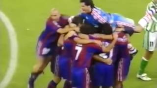 احتفالات برشلونة بكاس الملك في البيرنابيو عام 1997