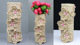 How to make a flower vase with waste materials | best out of waste | diy crafts