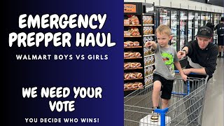 EMERGENCY Budget Prepping Haul | Walmart Edition | Boys vs Girls #war #prepping #depression