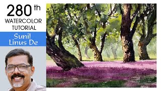 Basic Watercolor Landscape Tutorial: Watercolor for Everyone! @SunilLinusDe