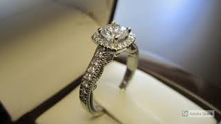 19k White Gold Vintage Style Engagement Ring