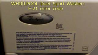 Whirlpool duet sport F21 error code fix