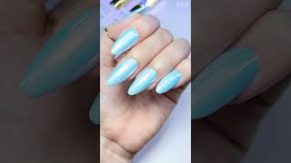 Easy & Cute Blue Nails with Chrome Powder - Blue Nail DIY #nails #tutorial  #trendynail