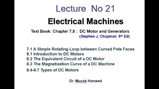 Lecture 21 | DC Motor | Electrical Machines