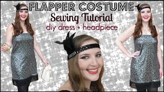 DIY 1920s Flapper Girl Halloween Costume | How to Make a Sequin Dress & Headpiece