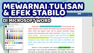 Cara Mewarnai Tulisan & Memberi Efek Stabilo di Microsoft Word | Fontcolor dan Highlight Text