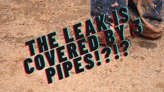 A Lawn Sprinkler Specialist: 3 pipes DIRECTLY ON TOP of leaking pipe!