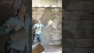 Применение разбрасывателя штукатурки / Application of the plaster spreader