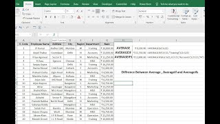 How to use Average, AverageIf and Averageifs ( Difference between average, Averageif and averageifs)