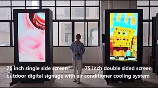 75" single side & double sided screens outdoor digital signage with air conditioner cooling system