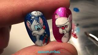 Aeropuffing Nail Art Tutorial: Pinky and Brain Cartoon Nail Art