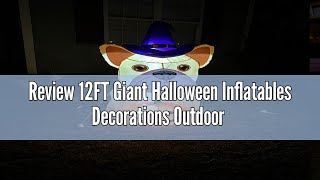 Review 12FT Giant Halloween Inflatables Decorations Outdoor Ghost Built-in 3-Color Changing Rotating