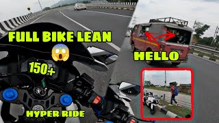 Hyper ride on national highway 🙂 full throttle 150+ top end | full bike lean cornering 😱