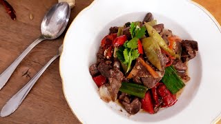 EP.106.Easy Stir fry black pepper chicken liver./You can cook Thai Food.