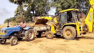 Jcb 3dx Backhoe Loader Machine Loading Mud In Sonalika 35 Di Rx Tractor | Jcb Tractor Cartoon | Jcb