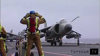 HMS Illustrious Sea Harrier flight deck flying operations