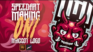 SPEEDART - Making ONI Mascot Logo with Procreate and Adobe Illustrator.