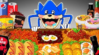 Shin Sonic Tapes Eating Spicy Noodles & Fried Chicken | Animation | ASMR