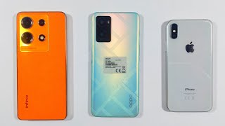 Infinix Note 30 Vs Oppo A76 Vs Iphone X | Speed Test & Comparison