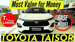 Toyota Taisor Base Model E MT Features and Price India 2024 | Guide & review of exterior & interior