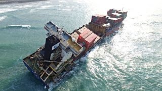 空拍  石門貨輪擱淺 漏油 － Oil leak from the larger Feighter in the North Sea in TAIWAN With The DJI Phantom 3