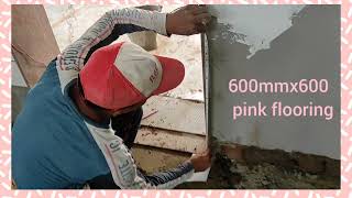 pink tiles flooring instalation |  600x600mm vitrified tile hack