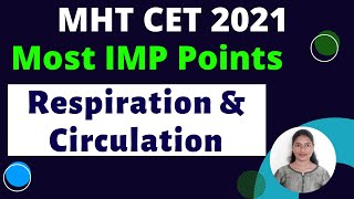 Most IMP Points for MHTCET 2021| Respiration & Circulation IMP Points | Biology IMP Points | MHTCET