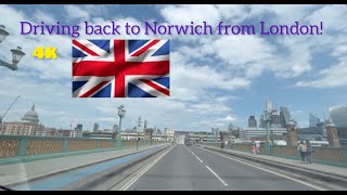 Driving from London back to Norwich in a sunny summer afternoon in June 2022! (4x speed)