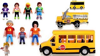 Learn Sizes Colors Numbers w/Playmobil School Bus Cars Vehicles Toys for Kids