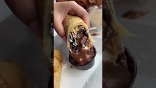 Watch the Chocolate DUNK of our CHEESECAKE NUTELLA & OREO BUERITO CREPE🍫🫣 #longisland #crepes