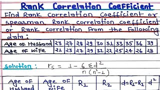 Spearman's Rank Correlation Coefficient - Problem 1 || Rank Correlation ||Non repeated