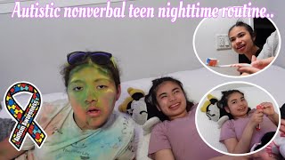 Autistic nonverbal teen has a cough! **night time routine** Autism life with Ashy