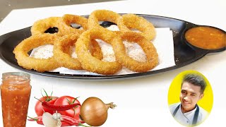 Onion Rings Recipe | sweet chilli garlic sauce recipe | How to make Crispy Ring Onion | manoj