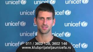 Novak Đoković vas poziva da postanete član kluba prijatelja UNICEF-a