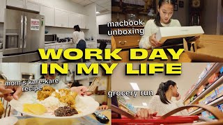 work day in my life! | macbook pro unboxing + mom cooking kare-kare for dinner