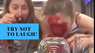 Two girls chug beetroot juice and it all goes wrong! - Funny Video Fail