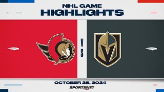 NHL Highlights | Senators vs. Golden Knights - October 25, 2024