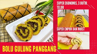 bolu gulung panggang || bolu gulung coklat || Lembut Moist || Hanya 3 Butir Telur.