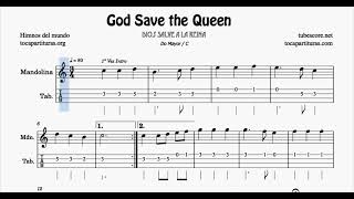 God Save The Queen Partitura y Tablatura de Mandolina en Do Mayor Tonalidad original