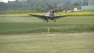 2 Seater Spitfire and BBMF Hurricane Take off, landing and Fly past.